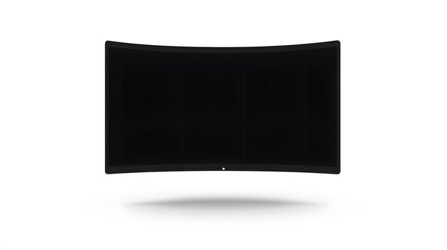 Modern Curved Screen Television Mockup Isolated on White Background