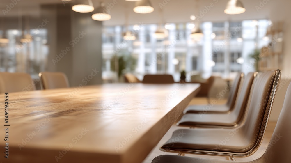 Poster conference table in modern office space, representing collaboration and corporate meeting : generati