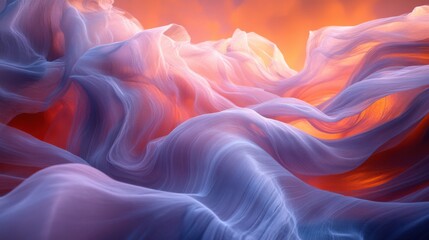 Fototapeta premium Abstract Colorful Waves of Light and Fabric in Dreamy Landscape