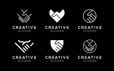 Set of Handshake logo design templates. Modern isolated Handshake symbols for features and technology