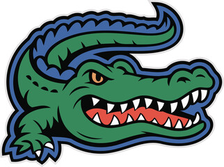 Ferocious Green and Blue Gator Mascot Illustration