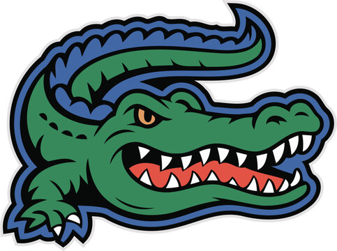 Ferocious Green and Blue Gator Mascot Illustration