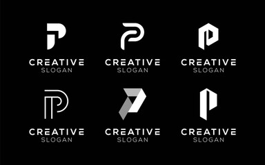 Set of Letter P logo design templates. Modern isolated Letter P symbols for brands and technology
