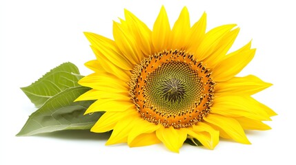 Obraz premium A vibrant, isolated sunflower with bright yellow petals dominates the image.