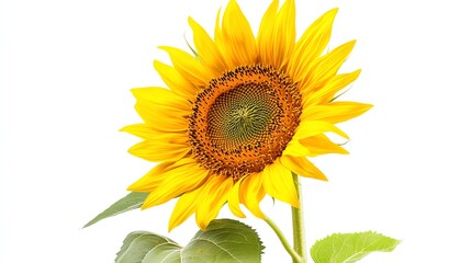 Fototapeta premium A vibrant, isolated yellow sunflower stands prominently against a bright background.