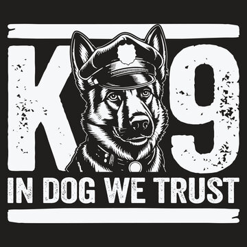 K-9 In Dogs We Trust - Blue Line K9 Dog Unit Police Officer T-Shirt