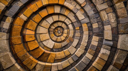 Fototapeta premium Colorful Stone Spiral Pattern with Circular Design for Art Decor