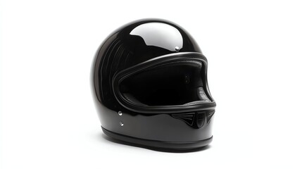 Fototapeta premium A classic motorcycle helmet is prominently displayed against a neutral background.