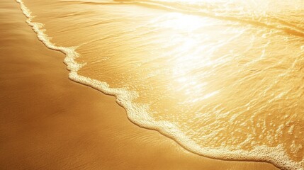 Golden Waves Glistening Under Bright Sunlight on Sandy Shoreline