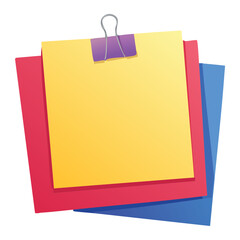 sticky notes with clip - vector illustration