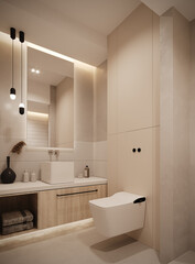 Modern bathroom interior design. 3D Rendering, 3D Illustration