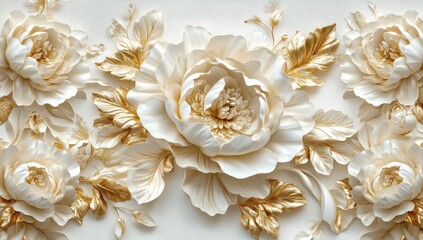 Ornate floral relief, cream and gold