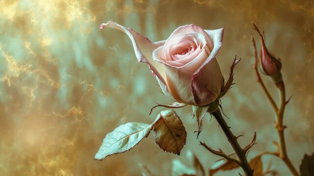 A pale petal lies atop the open sepal of a withering flower.