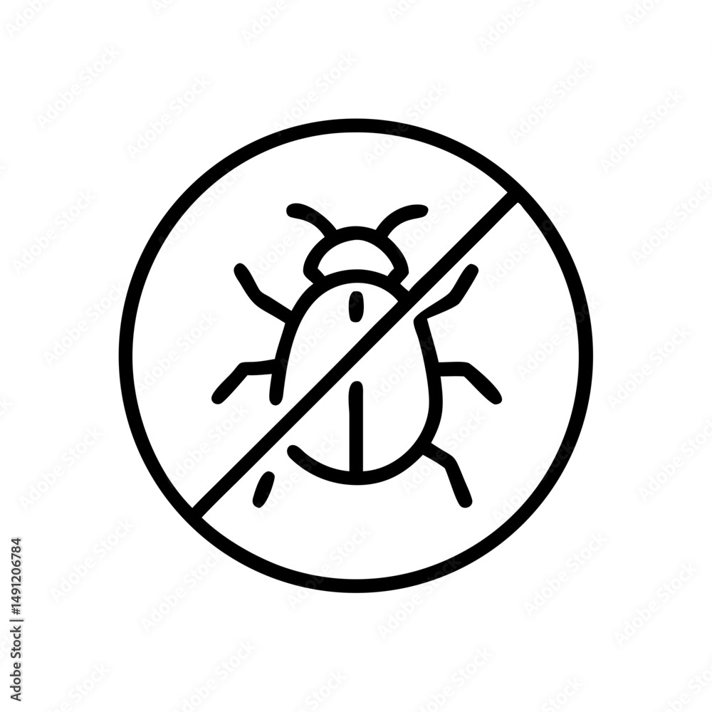 Poster A simple graphic of a bug with a line through it inside of a circle to show no bugs allowed