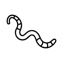 Simple drawing of a segmented worm with a curved body and rounded head on a white background