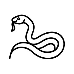 A simple line drawing of a snake with its tongue out and a small smile on its face here