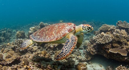 Obraz premium Sea turtle in coral reef