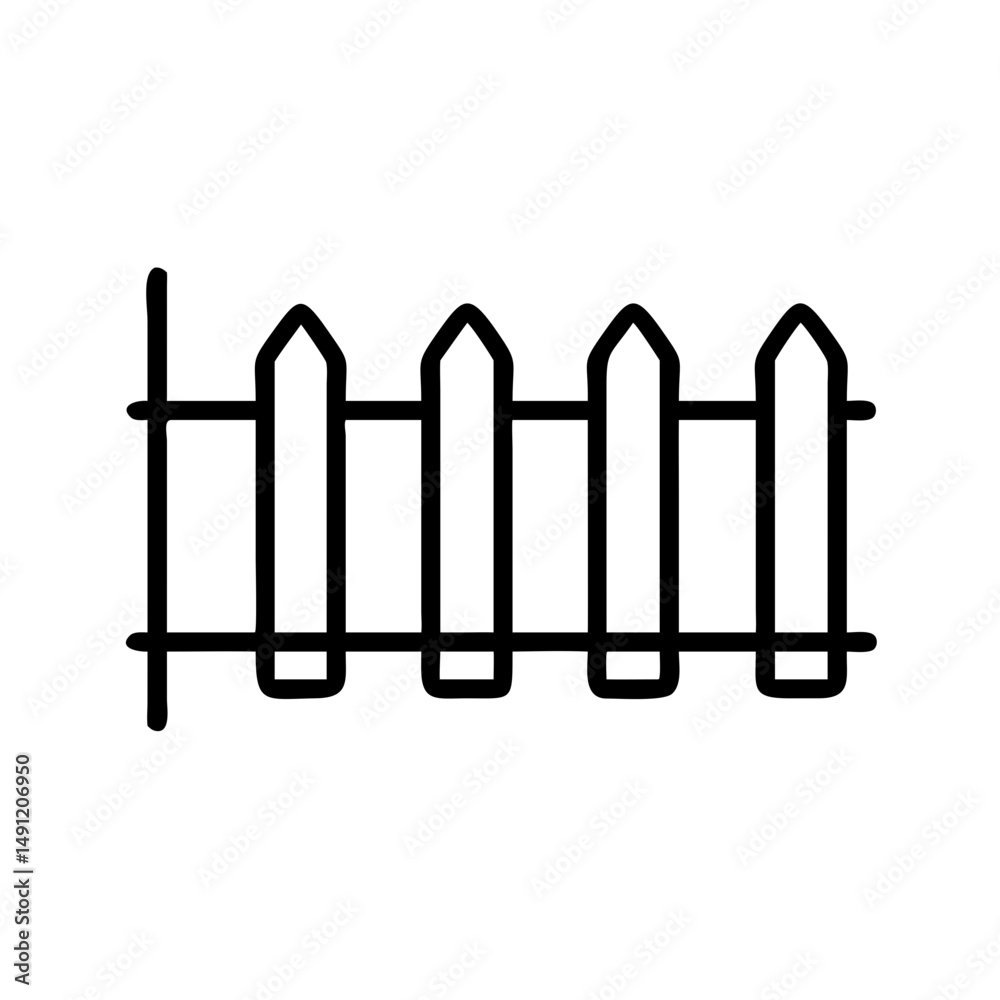 Poster A simple graphic showing a small section of a picket fence with pointed tops and horizontal rails