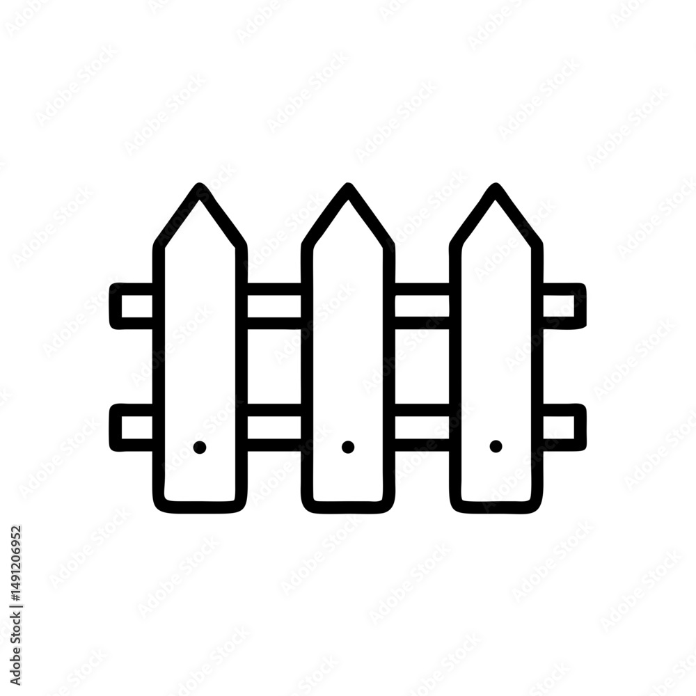 Poster A simple graphic of a small picket structure with three posts and two horizontal supports showing 100 char