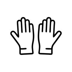 A simple graphic showing two gloves side by side with a black outline on a white background style outline