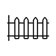A simple graphic showing a small section of a picket fence with pointed tops and horizontal rails