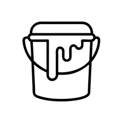 A container filled with thick liquid spilling down the sides in a simple graphic representation design