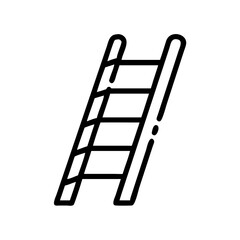 Simple black and white graphic shows a leaning step ladder with four rungs on a plain background