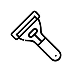 Outline drawing of a squeegee with a handle and a blade for cleaning surfaces and removing water