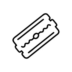 Simple graphic showing a single edge blade with a curvy cutting edge and a central opening design element