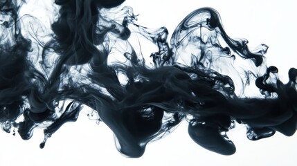 Black Ink Swirling in Water Creating Abstract Shapes and Patterns