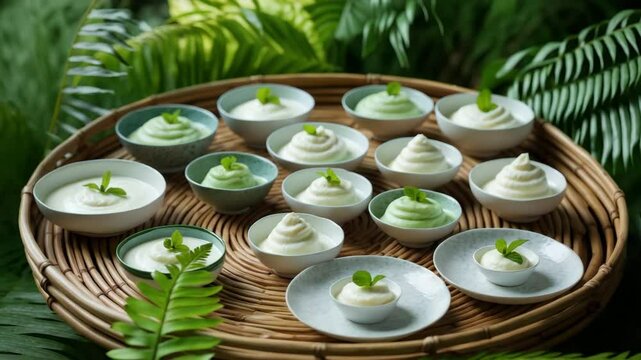 Coconut milk dessert in a tiny vessel