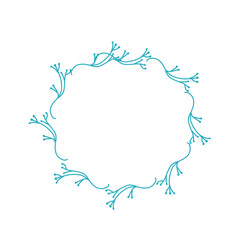 Round frame for designing postcards from blue branches