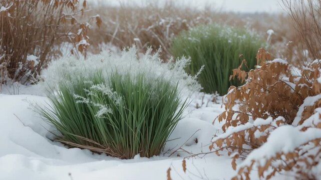 Cytisus scoparius flourishes under snow cover.