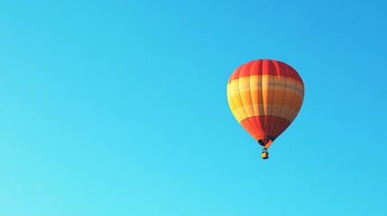 Fototapeta premium A bright hot air balloon floats peacefully against a vivid blue sky.