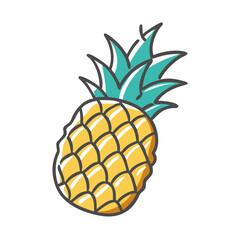 Obraz premium pineapple icon, pineapple vector illustration-simple illustration of pineapple, perfect for pineapple logos and icons