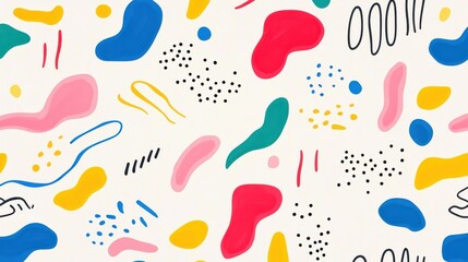 Colorful Abstract Shapes and Patterns on Light Background Design