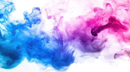 Obraz premium Colorful Swirls of Blue and Pink Smoke on White Background