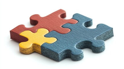 Fototapeta premium A single, brightly colored jigsaw puzzle piece rests on a white surface.