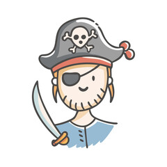 pirate icon, pirate vector illustration-simple illustration of pirate, perfect for pirate logos and icons
