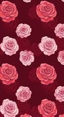 Crimson Rose Bloom: Romantic Floral Illustration
