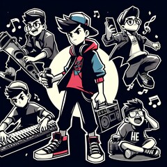 boys with a music box