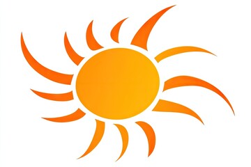 Naklejka premium Simple stylized illustration of a sun with vibrant orange rays.