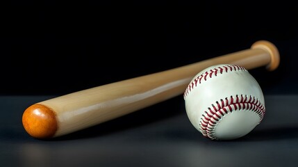 Baseball Bat and Ball Close Up Studio Shot