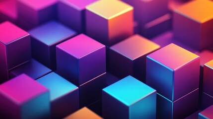 Obraz premium Colorful 3D Cubes with Vibrant Light Reflection and Depth Effect