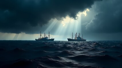 Fototapeta premium stormy seas: economic conflict ships