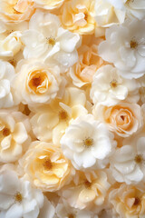 Beautiful yellow roses after the heavy rain