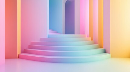 Fototapeta premium Vibrant Colorful Abstract Staircase in a Modern Minimalist Space