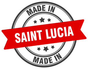 Made in Saint Lucia round sign. Made in Saint Lucia stamp.