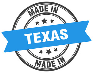 Made in Texas round sign. Made in Texas stamp.