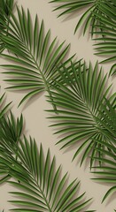 Obraz premium Serene Palm Fronds: Lush Greens on Beige